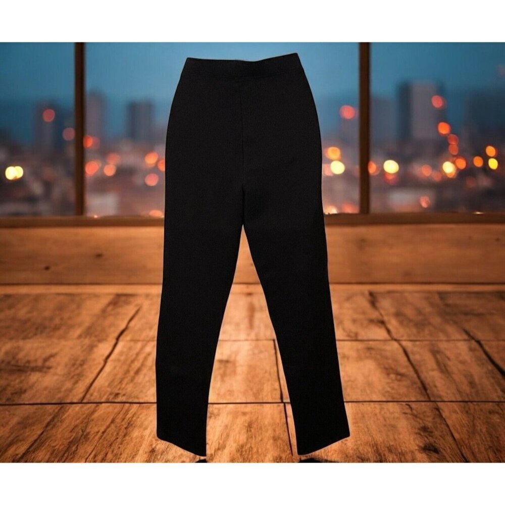 Joan Vass Womens Leggings Size M Black Mid Rise Tapered Leg - Picture 7 of 12